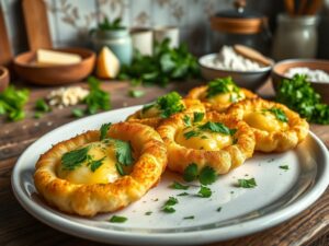 Tapioca Recheada com Queijo Coalho e Ervas