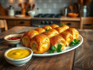 Enroladinho de Salsicha com Toque de Queijo e Ervas