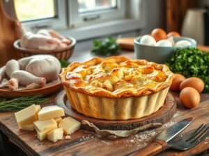 Torta Salgada de Liquidificador com Recheio de Frango e Queijo